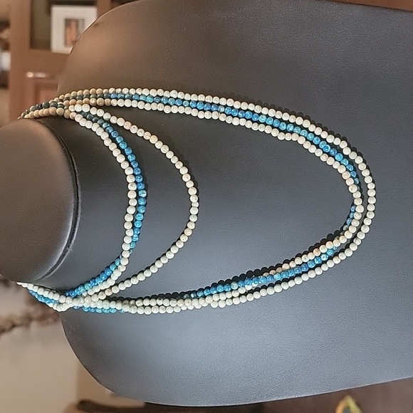 Ivory & Blue Green Stone Necklace - Picture 3 of 4